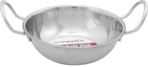 BARGAINS-GALORE 8 X 13Cm Balti Karahi Metal Curry Serving Deep Dishes - Stainless Steel Indian Servery Dish, Multi Purpose, Kitchenware Food Server | Ideal for Home, Restaurants, Durable