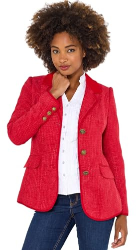 Joe Browns Female Checked Single Breasted Jacket, Regular, Red