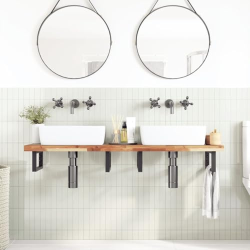 Qnhdfrt Tischplatte 140x40x4 cm aus massivem Akazienholz mit Naturöl Finish rechteckige Holzplatte zum Bemalen oder Lackieren Modernes Design und Langlebigkeit für Esszimmer Büro Küche Balkon