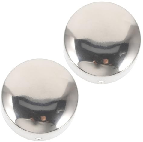 Handlauf Endkappen aus Edelstahl Rund, Silber, PVC, 2 Stück | Polierte Oberfläche, Wetterfestes Finish, Schraublöcher, für Runde Rohre an Treppen und Zäunen