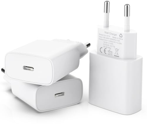 25W USB C Ladegerät Ultra-thin 3er-Pack für iPhone 17pro/16/15/14/13/12iPad | USB C schnellladegerät, usb c adapter, PD 3.0 Power Adapter, iPhone stecker Netzteil plug ladestecker charger,Ohne Ladekabel