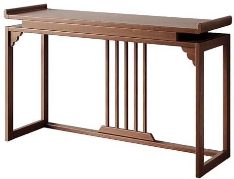 ZLLPIGLS Console Meuble avec Bord Courbé, Table Console Extensible Style Chinois Étroit, Dos à Grille, Solide pour Couloir, Salon ou Derrière Canapé