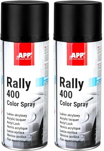 APP Rally 400 Color Spray - Bomboletta spray nero opaco | Vernice spray nero opaco | Bomboletta per tutte le superfici, ad alta copertura | 400 ml (Confezione da 2)
