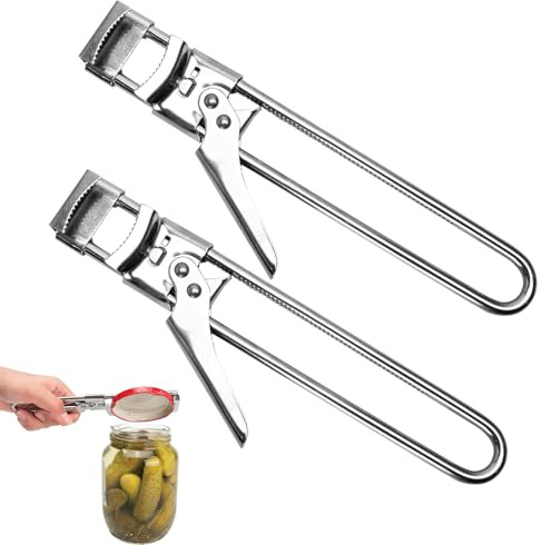 2 Stücke Edelstahl Dosenöffner, Glasöffner,Deckelöffner,Manuell Öffner Für Schraubgläser Verstellbare, Extralanger Hebel Schraubdeckelöffner Optimiertes Design Für Senioren, Arthritis, Fraue