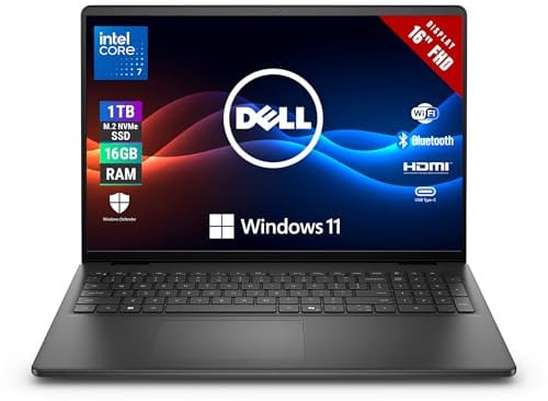 DELL - Pc Portatile Display 16 FHD - Processore Intel Core 7-150U 10 Core 1.2Ghz - Ram 16GB DDR5, 1000 GB SSD - Wi-Fi 6 - Notebook con Windows 11 Pro