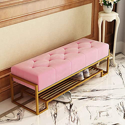 WHGURVH Entryway Bench, Thickened Velvet Upholstered Tufted Fabric Shoe Storage Organizer, Modern Shoe Rack Bench(80x38x42cm(31x15x17inch),A)
