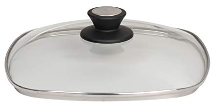 SKK couvercle en verre avec bord en acier inoxydable carré pour série titanium 2000 plus, Verre, 26 x 26 cm