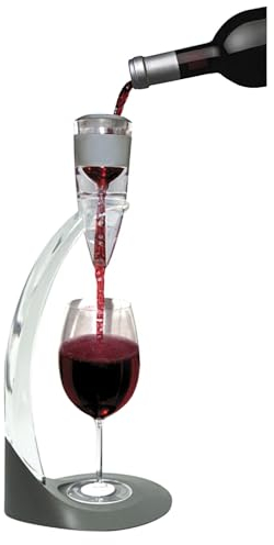 Vin Bouquet FIA 003 - Set Aireador con Peana, Aireación Instantánea Vino al Servir, Peana, Aireador, Base, Filtro y Bolsa en Terciopelo y Tapón de Vacío