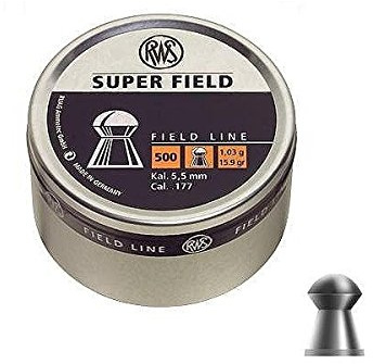 RWS SUPER FIELD .22 5.52mm PELLETS 15.9gr Air Rifle Gun Airgun 500 Tin