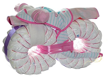 Windeltorte Motorrad rosa - Windelmotorrad Mädchen - Geschenk zur Geburt, Babyparty und Babyshower