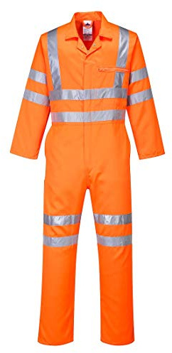 Portwest RT42 Hi-Vis Polycotton Service Coverall 1 Chest Pocket Zip Closure | Orange, 4X Large, EN ISO 20471 Class 3, RIS 3279-TOM, UPF 40+, Loose Fit, Texpel Stain Resistant Finish, Reflective, Workwear