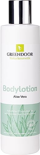 Vegane GREENDOOR Bodylotion Aloe Vera 250ml, Naturkosmetik Körperlotion, Manufaktur-Qualität ohne Silikon, ohne Parabene, natürliche Körpermilch gegen trockene Haut, Natur Body Lotion
