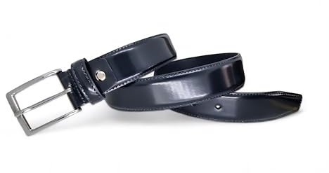 Giorgio Vandelli Cintura uomo in Vera Pelle Blu scuro Lucida - Elegante - Made in Italy 100% - Altezza 35mm