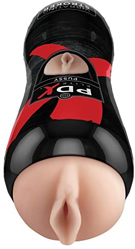 PDX Vibrating Pussy Stroker, Light & Black, One Size