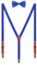 WANYING 2cm Hosenträger Fliege Sets | Retro PU Leder 3 Messingartige Clips Y Form Hosenträger Elastisch Verstellbar für Körpergröße 140-190cm - Königblau