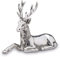 Große liegende Aluminium Deko Hirsch-Figur - silbern glänzende Jagdfigur mit Geweih - Weihnachts-Deko zum Hinstellen Höhe 15 cm