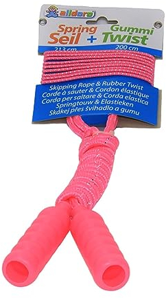alldoro 60340 Springseil & Gummitwist 2 in 1 Set, Hüpfseil 230 cm mit Griffen + Gummiband 200 cm, Outdoor-Spielzeug ab 3 Jahren