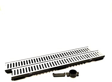Bielbet Entwässerungsrinne 55mm, 2m Set, Schwarz, Legierter Stahl, DN75 Anschlussstück
