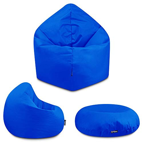 BuBiBag - 2in1 Sitzsack Bodenkissen - Outdoor Sitzsäcke Indoor Beanbag in 32 Farben und 3 Größen - Sitzkissen für Kinder und Erwachsene (125 cm Durchmesser, Blau)