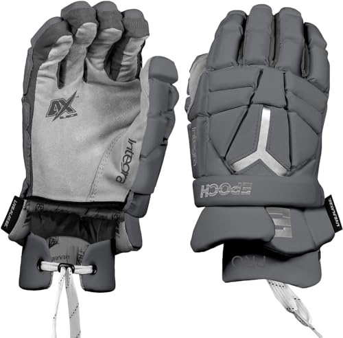 EPOCH LACROSSE - Elite Integra Pro Lacrosse, Unisex-Adult Sport Activity Glove with Dual-Density Foam and Adjustable Wrist, 10, Small, Grey