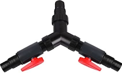 Pondlife CST-02F 3-Wege Verteiler, Schlauchverbinder Y-Stück 25/32/38mm, 2 Absperrhähne, Verbinder Teichschlauch Bachlauf