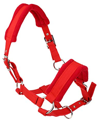 Perfeclan Halfter für Warmblut, Kaltblut, Stallhalfter, Weidehalfter, Rot, S.