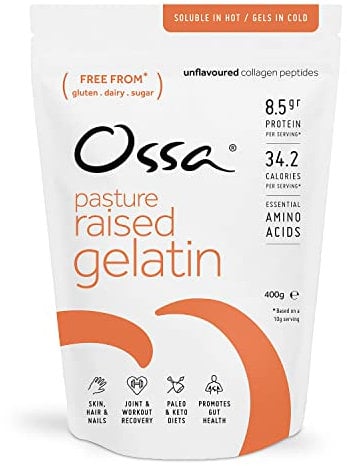 Ossa Bovine Gelatin Powder – 100% Natural, Pasture-Raised Beef Gelatine | Unflavoured Protein Powder with Collagen & Amino Acids | Keto, Paleo & Gut Health Support | 400g