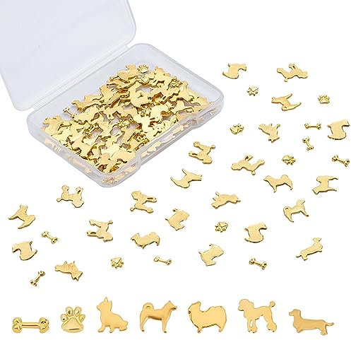OLYCRAFT 112 Stück Resin Füllstoff Thema des Hundes Harzfüller Legierung Harz Liefert UV-Harzfüllzubehör Gold Für Die Herstellung von Harzschmuck - 7 Formen