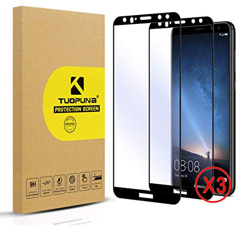 Tuopuna 3 confezioni di pellicola protettiva compatibile per Huawei Mate 10 Lite, durezza 9H, pellicola protettiva ultra trasparente, senza bolle, per Mate 10 Lite, colore nero