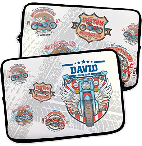 LolaPix Funda Portátil y Tablet. Funda de Neopreno. Regalo Personalizado con Nombre. Funda Ordenador. Varios tamaños. Moto