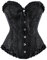 SZIVYSHI Femme Corset Noir Grande Taille Gothique Satin Corsette Sein Nu Minceur Lingerie avec Ruban Lacet et G-String,L