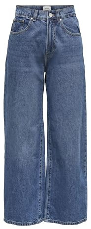 ONLY ONLHOPE EX HW Wide DNM ADD465 Noos Pantalon, Bleu Denim Moyen, 32 W/34 L Femme