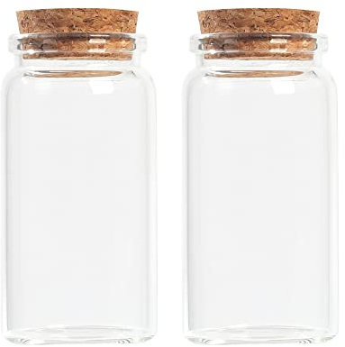 Magic Season Decorative Round Glass Bottles with Cork Stoppers (2 Pcs / 100 ml)