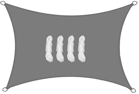 Sunal Sonnensegel 2x3m Rechteckig,PES Polyester Wasserdicht,95% UV Schutz,inkl.Befestigungsseile,grau