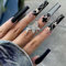 Brishow Black Long Ballerina Butterfly Glitter False Nails, 24pcs (1 Count) - Reusable, Full Cover, ABS Acrylic Material