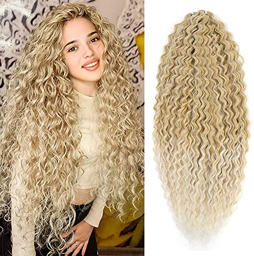 YEESHEDO 3 Packungen 22 Zoll Blond Häkelzöpfe Haar, Haare häkeln lockig, Crochet Braids Hair Ocean Wave Crochet Hair Curly, Deep Wave Hair Haarverlängerungen für Frauen Mädchen