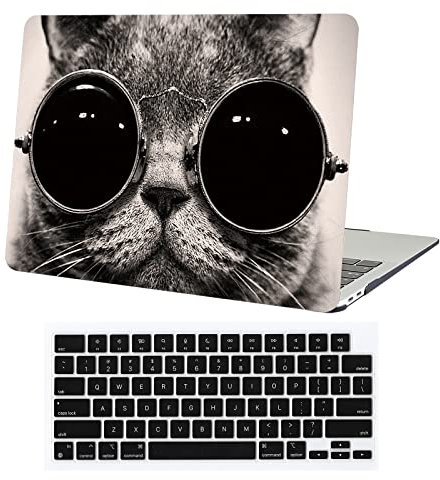 AUSMIX for MacBook Air 13.6 inch Case 2025 2024 2023 2022 M4 A3240 M3 A3113 M2 A2681 Chip Liquid Retina Touch ID,MacBook Air 13 M4 Laptop Plastic Hard Shell Case & Keyboard Cover, Cool Cat