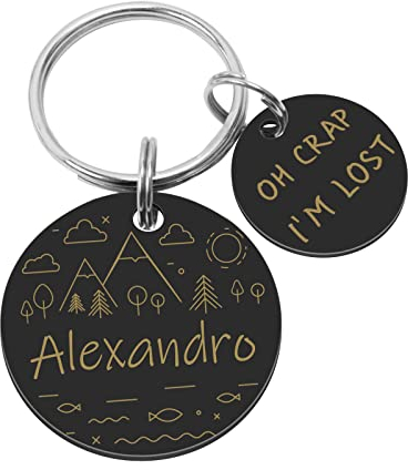 LEREATI Chapa Perro Grabada, Placas para Perros Grabadas, Chapas para Perros Personalizadas de Acero Inoxidable, Placa Identificativa Perro para Collar Gato Mascota (Negro)
