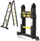 Cecaylie - Scala telescopica antiscivolo in alluminio, 5 m, allungabile (2,5 + 2,5 m), capacità di carico: 150 kg, nero