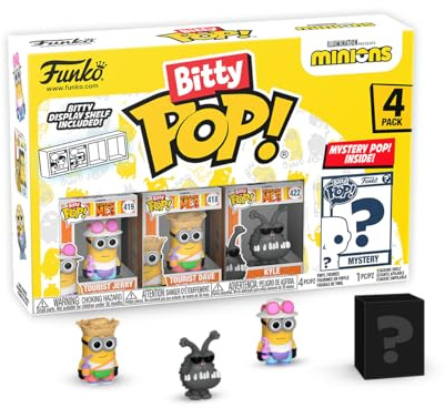 Funko Bitty POP! Minions and A Surprise Mystery Mini Figure - 0.9 Inch (2.2 Cm) - Minions 2 Collectable - Stackable Display Shelf Included - Gift Idea - Party Bags Stocking - Cake Topper