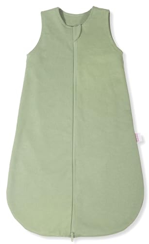 MAKIAN Interlock Baby Schlafsack Light - Leichter Sommerschlafsack ohne Ärmel, 100% Baumwolle, ÖKOTEX Standard 100 geprüft (Olive, 70 cm)