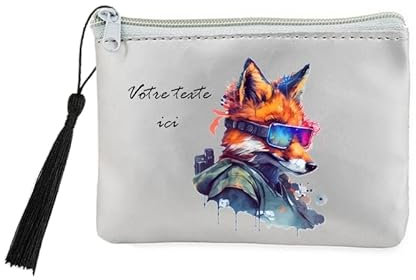 Porte Monnaie et cles Gris Renard Fox Ranger Futur Personnalisable