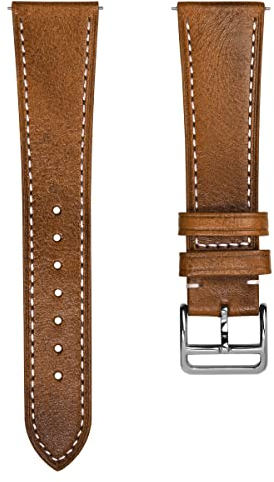 WatchGecko Brixham Uhrenarmband aus echtem Leder – perfekt für schmale Uhren – lebendige Farben – modernes Design – Schnellverschluss-Federstege für einfaches Wechseln des Bandes, 22 mm