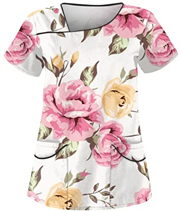 Kasack Damen Berufskleidung Krankenpfleger Kleidung Berufsbekleidung Damen Kittel Kasacks Damen Pflege Kassaks Frauen Arbeitskleidung Pflege Kasaks Altenpflege Damen Damen Kasacks(4-Pink,XXL)