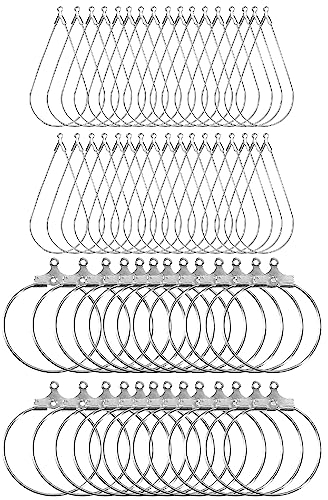 Tadipri Ohrringe Basteln Zubehör 60 Stück Hypoallergene Creolen 304 Edelstahl Weinglas Charms Ring Für Die DIY Ohrring Schmuckherstellung Creolen Ohrring Zubehör Runde (Silber)