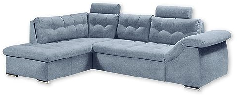 OMAN 2 Ecksofa mit Schlaffunktion, Denim - Moderne Eckcouch in L-Form mit Bettkasten und Armteilverstellung - 283 x 84 (101) x 193 cm (B/H/T)