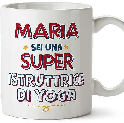 Mugffins Tazza Personalizzata in ceramica per ISTRUTTRICE DI YOGA donna 11 oz / 350 ml - In italiano - Sei Super - Idea regalo per compleanno, anniversario, natale, laurea