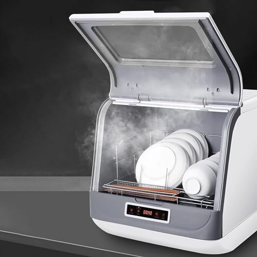 LOVEMETOO lavaplatos Lavavajillas portátil de encimera,Lavavajillas Compacto,Secado con Aire Caliente a 75°C,Brazos rociadores de 360°