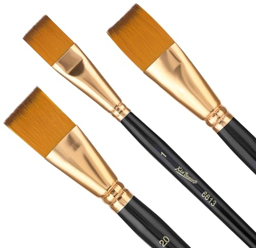 Prasacco Juego de 3 pinceles de pintura acrílica de nailon, pinceles de cerdas pequeñas con mango de madera, pinceles de pintura para acuarela, aceite, gouache, pintura facial y corporal (negro)