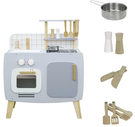 Jocca - Cocinita Infantil de Madera con Accesorios, Juguete Educativo Sostenible FSC para Niños y Niñas +3 Años
